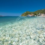 Skopelos Loutraki çimərliyi, Katakalou çimərliyi Skopelos, Skopelos çimərlikləri glossa Skopelos, mütəşəkkil çimərliklər, Roma hamamları, Sporades, Yunanıstan