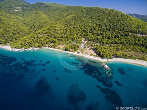 Pláže Skopelos Milia Beach Letecká fotografie