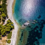 Skopelos çimərlikləri Milia Beach hava fotoşəkili