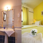 villa amaryllis makuuhuone sängyt oma kylpyhuone kardous huvilat skopelos kreikka